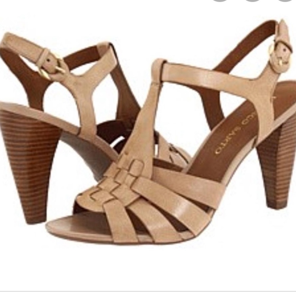 Franco Sarto Anton leather sandals heels beige 7.5